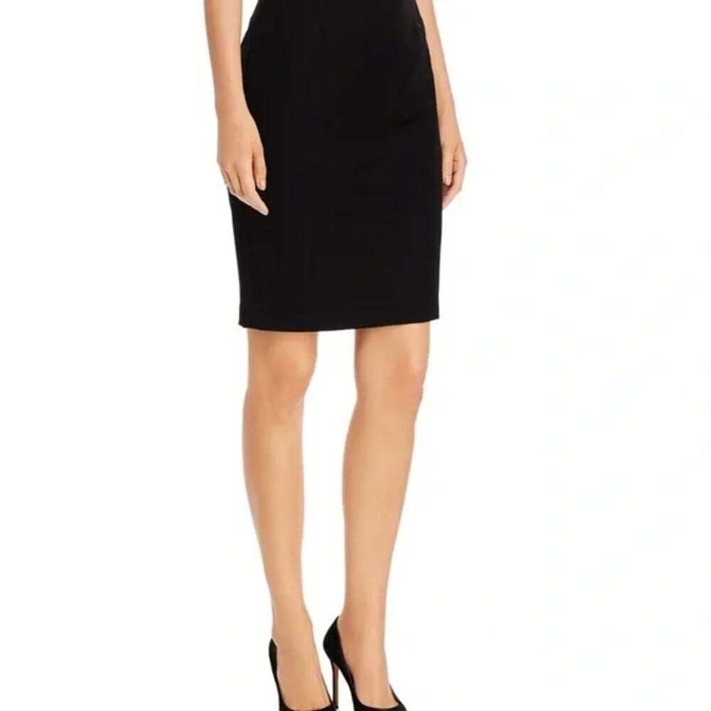 TAHARI Black Pencil Skirt NWT $69 Double Kick Pleat Size 4